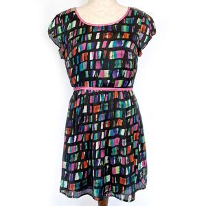 Jodi Kristopher Black Pink Cap Sleeve Fit & Flare Dress Size Jr 11